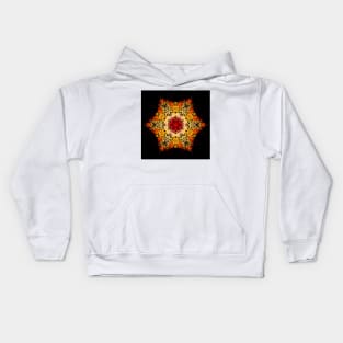 Dot Mandala Flower Orange Yellow and Red Kids Hoodie